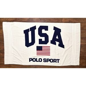 Vintage 90s USA Polo Sport Bath Sheet Beach Towel Flag Ralph Lauren Home NWT
